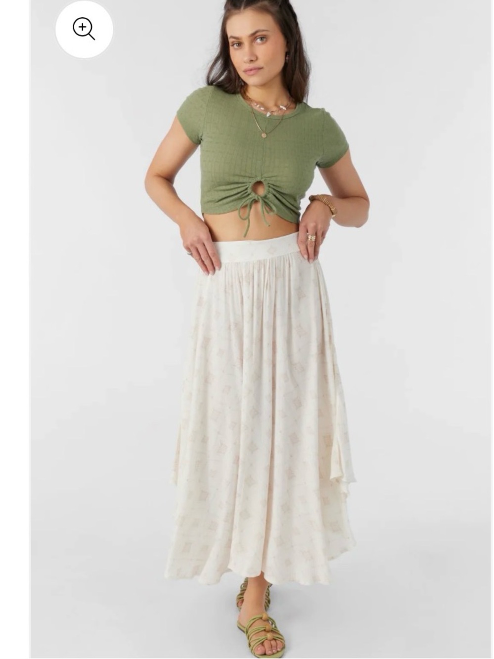 O’Neill Marnie Sabrina Tile Maxi Skirt Size M Boho Flowy Cream